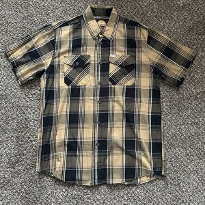 Dixxon Men’s Short Sleeve Bamboo Plaid Button Up Shirt DREXYL Sz L